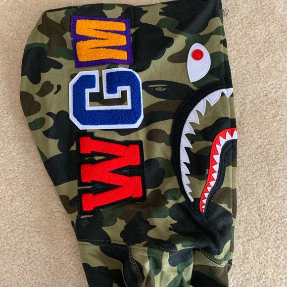 Bape OG Green Camo Zip-Up Shark Hoodie - Picture 8 of 8